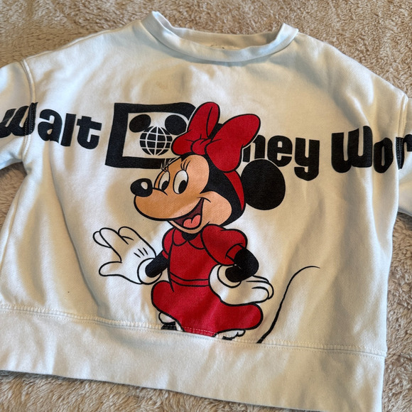 Walt Disney World Parks SPIRIT Jersey Sweatshirt Minnie Mouse Girls sz 4T white - Picture 2 of 9
